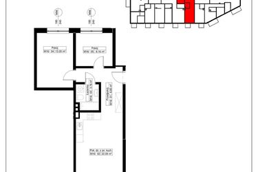 Rzut - Mieszkanie na sprzedaż 3 pokoje o powierzchni 56,02 m² - numer 16 w Światowida 61B