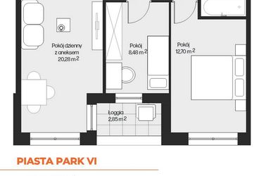Rzut - Mieszkanie na sprzedaż 3 pokoje o powierzchni 50,23 m² - numer G1-93 w Piasta Park VI