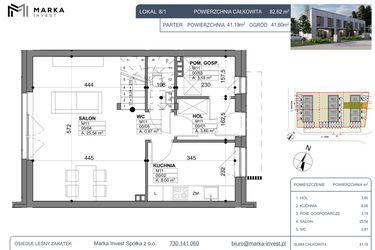 Rzut - Dom na sprzedaż 4 pokoje o powierzchni 82,62 m² - numer 8/1 w Osiedle Leśny Zakątek