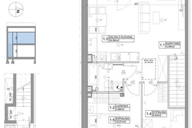 Rzut - Mieszkanie na sprzedaż 3 pokoje o powierzchni 61,95 m² - numer 46 w Boska Ksawerowska III