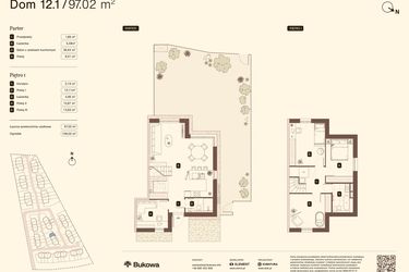 Rzut - Mieszkanie na sprzedaż 5 pokoi o powierzchni 97,02 m² - numer 12.1 w Bukowa
