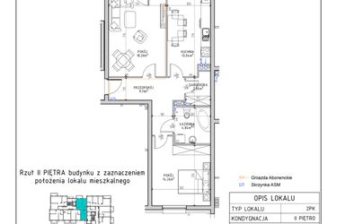 Rzut - Mieszkanie na sprzedaż 2 pokoje o powierzchni 62,3 m² - numer 11 w Osiedle Sady bud. E4