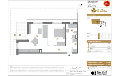 Rzut - Mieszkanie na sprzedaż 2 pokoje o powierzchni 48,3 m² - numer R3 w Wille Biskupin III