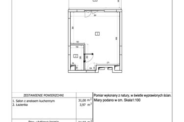 Rzut - Mieszkanie na sprzedaż 1 pokój o powierzchni 34,97 m² - numer 103 w Aquamarina Dąbki
