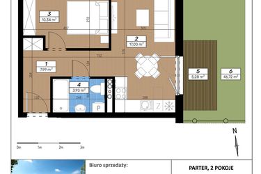 Rzut - Mieszkanie na sprzedaż 2 pokoje o powierzchni 39,26 m² - numer E/0/1 w Limone