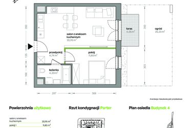 Rzut - Mieszkanie na sprzedaż 2 pokoje o powierzchni 41,79 m² - numer B4/A/04 w Ceglana Park