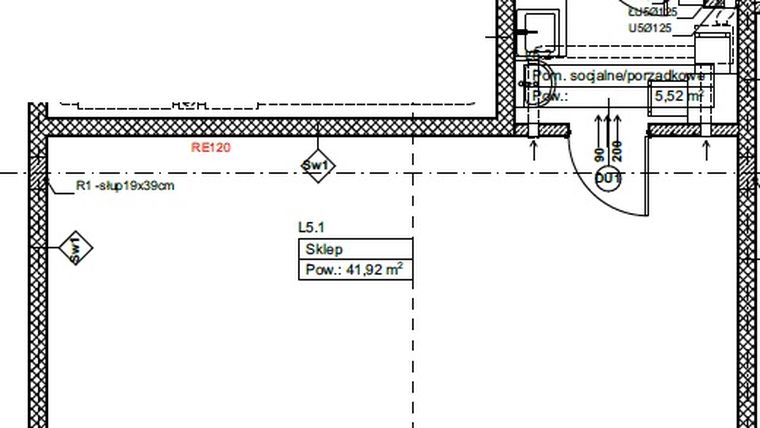 Rzut - Lokal użytkowy na sprzedaż 3 pokoje o powierzchni 55,66 m² - numer L5 w Zielone Tarasy