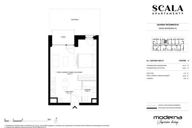 Rzut - Mieszkanie na sprzedaż 1 pokój o powierzchni 35,7 m² - numer G-14 (E) w Scala