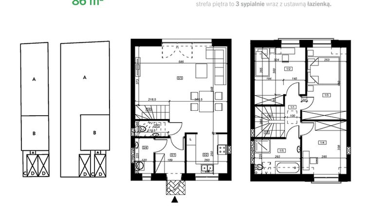 Rzut - Dom na sprzedaż 4 pokoje o powierzchni 86 m² - numer BB3_Z w Miętowa Park