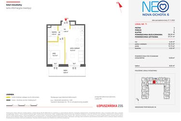Rzut - Mieszkanie na sprzedaż 2 pokoje o powierzchni 38,6 m² - numer 76 w Neo Nova Ochota 6