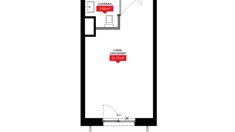 Rzut - Mieszkanie na sprzedaż 1 pokój o powierzchni 25,36 m² - numer A2 189LU w 29L - Apartamenty inwestycyjne
