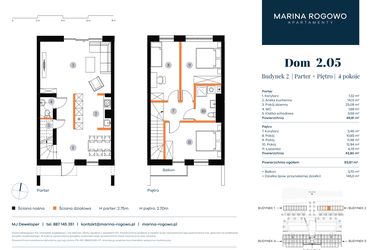 Rzut - Dom na sprzedaż 4 pokoje o powierzchni 93,61 m² - numer 2.05 w Apartamenty Marina Rogowo