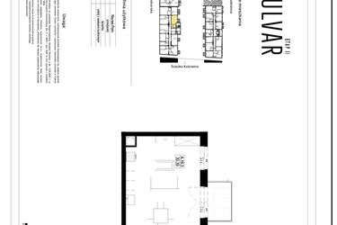 Rzut - Mieszkanie na sprzedaż 1 pokój o powierzchni 37,88 m² - numer A16 w Bulvar etap II