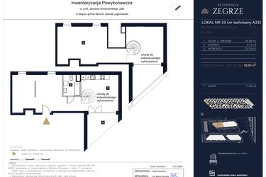 Rzut - Mieszkanie na sprzedaż 4 pokoje o powierzchni 93,03 m² - numer A23 w Rezydencja Zegrze etap II