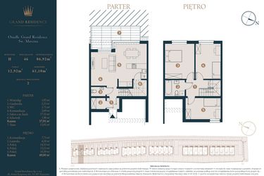 Rzut - Dom na sprzedaż 4 pokoje o powierzchni 86,92 m² - numer H46 w Osiedle Św. Marcina