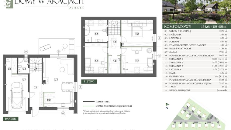 Rzut - Dom na sprzedaż 4 pokoje o powierzchni 138,66 m² - numer K1 w Domy w akacjach