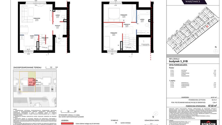 Rzut - Dom na sprzedaż 3 pokoje o powierzchni 67,02 m² - numer 3_01B w Nowe Warzymice 5