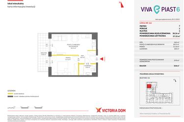 Rzut - Mieszkanie na sprzedaż 2 pokoje o powierzchni 38,26 m² - numer 162 w Viva Piast 6