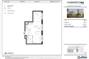 Rzut - Mieszkanie na sprzedaż 1 pokój o powierzchni 31,79 m² - numer 29 w Westo Wola