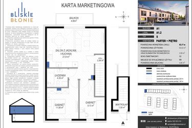 Rzut - Dom na sprzedaż 3 pokoje o powierzchni 55,53 m² - numer A1-2 w Bliskie Błonie