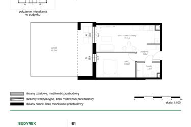 Rzut - Mieszkanie na sprzedaż 2 pokoje o powierzchni 38,32 m² - numer 7 w Wędrowna