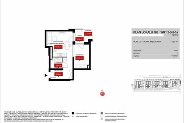Rzut - Mieszkanie na sprzedaż 1 pokój o powierzchni 41,01 m² - numer WR1 2/0/5/1a w Przystań Reymonta