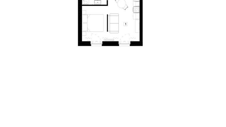 Rzut - Mieszkanie na sprzedaż 1 pokój o powierzchni 28,28 m² - numer M055 w Oh! Praga