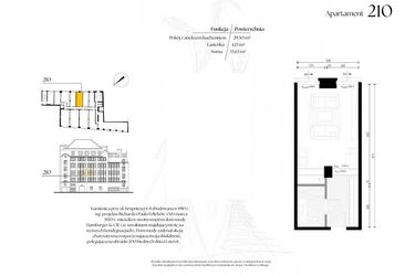 Rzut - Mieszkanie na sprzedaż 1 pokój o powierzchni 33,63 m² - numer G2/10 – 210 w Krupnicza 6/8
