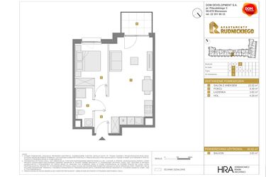 Rzut - Mieszkanie na sprzedaż 2 pokoje o powierzchni 40,02 m² - numer D.70 w Apartamenty Rudnickiego