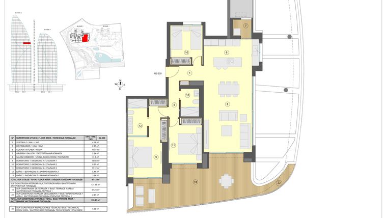 Rzut - Mieszkanie na sprzedaż 3 pokoje o powierzchni 155 m² - numer 26-N2-200 w Apartamenty w Benidorm - 28229441
