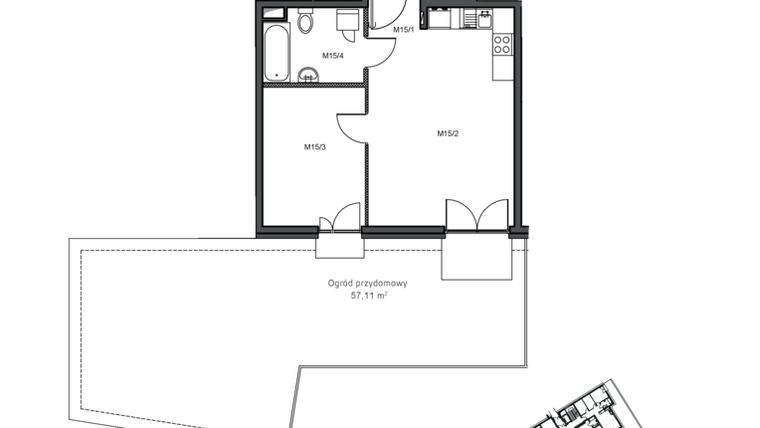 Rzut - Mieszkanie na sprzedaż 2 pokoje o powierzchni 40,91 m² - numer 15 w Wzgórze Krzemionki II