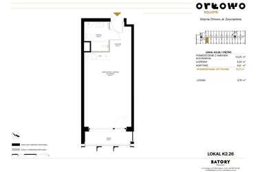 Rzut - Mieszkanie na sprzedaż 1 pokój o powierzchni 31,71 m² - numer K2.26 w Orłowo Square - Apartamenty inwestycyjne