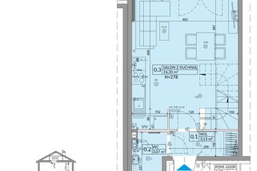 Rzut - Dom na sprzedaż 3 pokoje o powierzchni 68,42 m² - numer 35A w Osiedle Słoneczne etap IV
