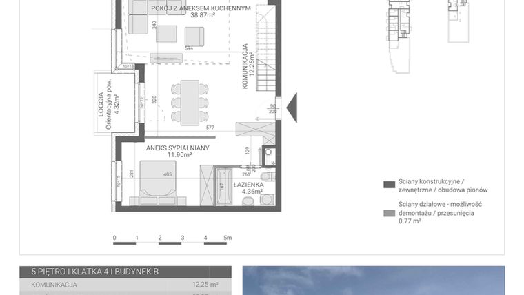 Rzut - Mieszkanie na sprzedaż 1 pokój o powierzchni 113,19 m² - numer 143. w Osiedle Parkowa etap B