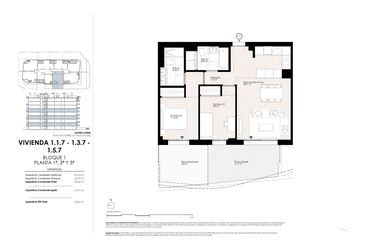 Rzut - Mieszkanie na sprzedaż 2 pokoje o powierzchni 92,6 m² - numer 1.1.7 w Apartamenty w La Vila Joiosa - 28003245
