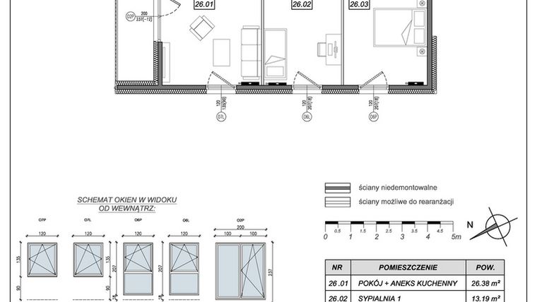 Rzut - Mieszkanie na sprzedaż 3 pokoje o powierzchni 67,47 m² - numer 9.A.26 w Nowe Południe bud. 9
