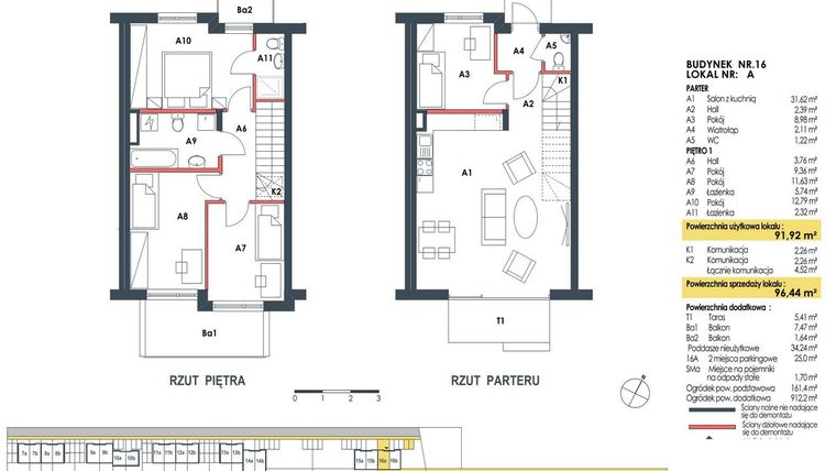 Rzut - Dom na sprzedaż 5 pokoi o powierzchni 96,65 m² - numer 16a w Waw.Re