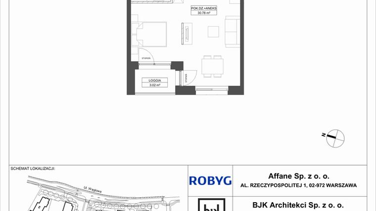 Rzut - Mieszkanie na sprzedaż 1 pokój o powierzchni 40,16 m² - numer A.2M11 w WENDY