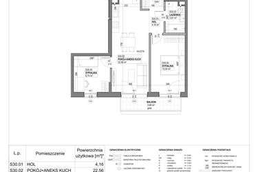 Rzut - Mieszkanie na sprzedaż 3 pokoje o powierzchni 54,22 m² - numer S30 w Miasto Ogród 6 - OSLO i SZTOKHOLM