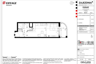 Rzut - Mieszkanie na sprzedaż 1 pokój o powierzchni 29,86 m² - numer B.A.0.1 w Zajezdnia
