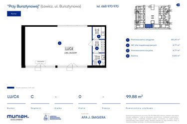 Rzut - Lokal użytkowy na sprzedaż 4 pokoje o powierzchni 99,88 m² - numer LU/C4 w Przy Bursztynowej