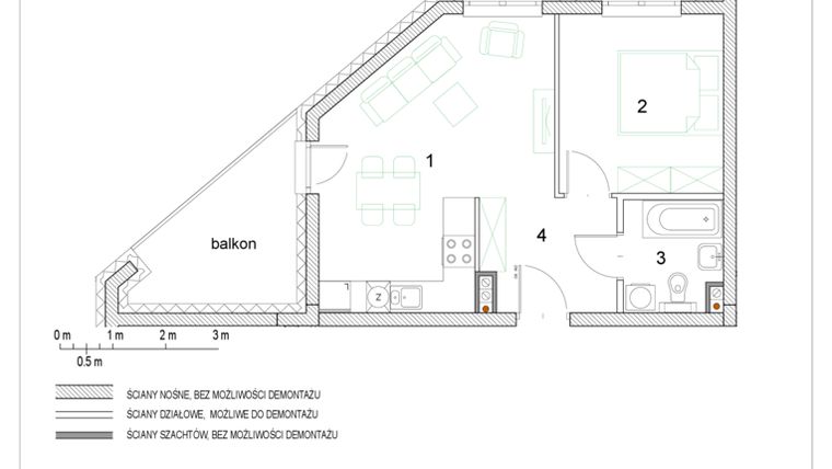 Rzut - Mieszkanie na sprzedaż 2 pokoje o powierzchni 38,78 m² - numer F1/P4/4 w Osiedle Jodłowa bud. F