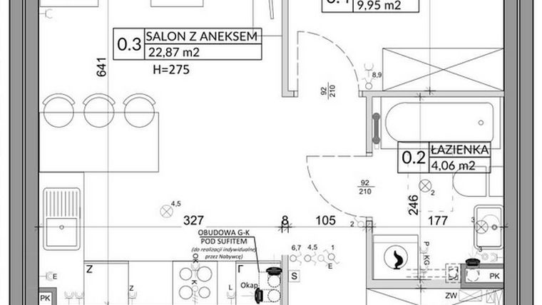 Rzut - Mieszkanie na sprzedaż 3 pokoje o powierzchni 57,39 m² - numer 78A w Osiedle Młodych etap VII