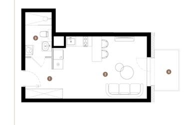 Rzut - Mieszkanie na sprzedaż 1 pokój o powierzchni 30,17 m² - numer C2.01.18 w Apartamenty Reytana