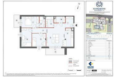 Rzut - Mieszkanie na sprzedaż 4 pokoje o powierzchni 86,14 m² - numer M7 w Słonimska Residence II