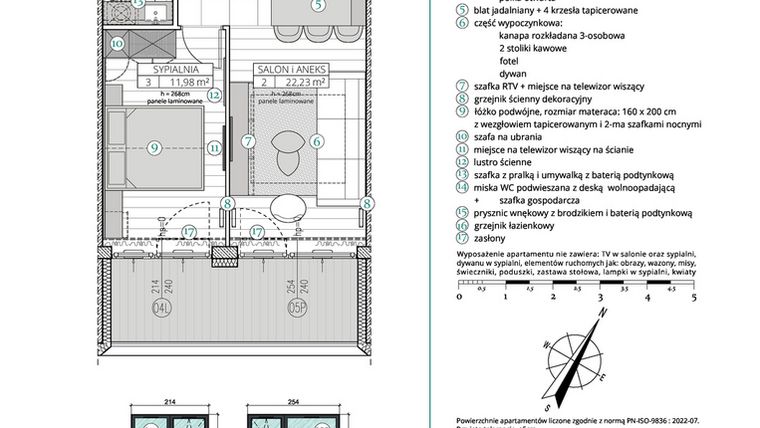 Rzut - Mieszkanie na sprzedaż 2 pokoje o powierzchni 42,84 m² - numer A.2.7 w Remedium