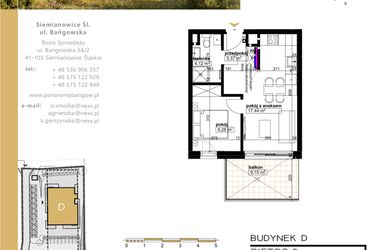 Rzut - Mieszkanie na sprzedaż 2 pokoje o powierzchni 36,21 m² - numer D.2.6 w Panorama Bańgów Etap II