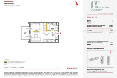Rzut - Mieszkanie na sprzedaż 1 pokój o powierzchni 32,84 m² - numer 112 w Miasteczko Julianów