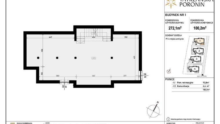 Rzut - Dom na sprzedaż 5 pokoi o powierzchni 272,1 m² - numer B1 w Poronin Tatrzańska