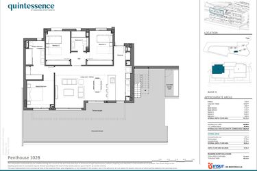 Rzut - Mieszkanie na sprzedaż 3 pokoje o powierzchni 103,76 m² - numer 102B w Quintessence - Marbella